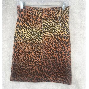 Vintage Made In The Shade Leopard Print Denim Mini Skirt USA Size 11 Y2K Indie‎